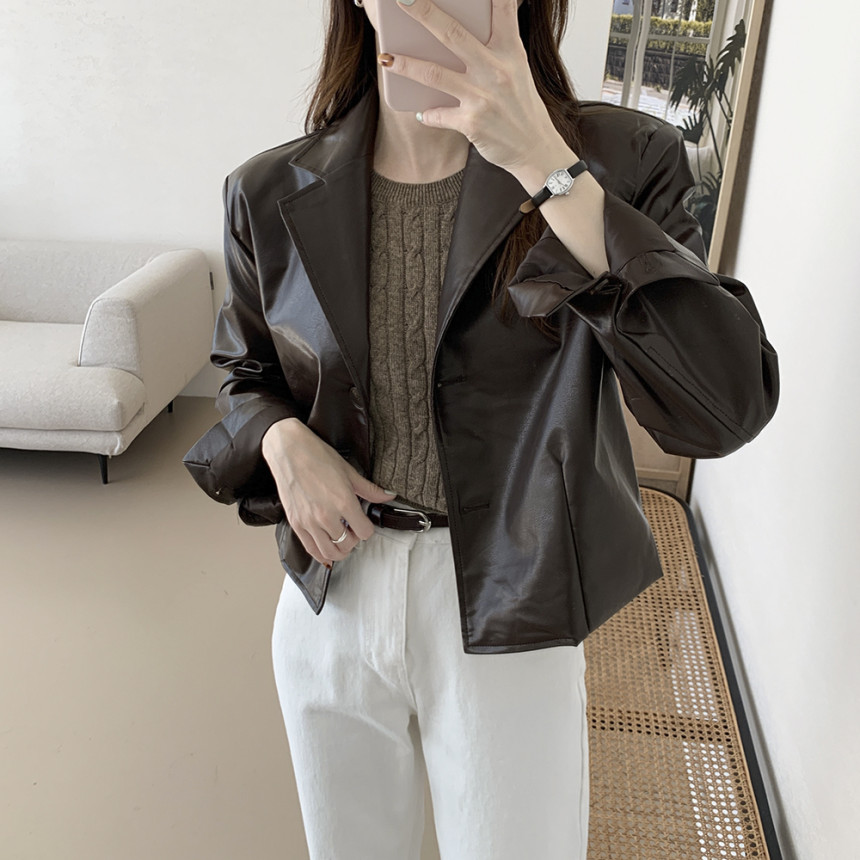 The size has been updated Korean chic autumn and winter niche motorcycle short leather jacket