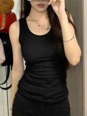 High-quality high-weight vest high-elastic threaded cotton vest women's Korean U-neck new style