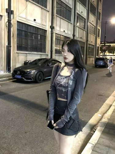 Modal 2024 new design niche short hot girl autumn slim long-sleeved T-shirt bottoming top for women