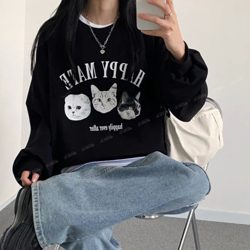 Harajuku BF thickened velvet pullover round neck sweatshirt for female students salt loose top autumn and winter coat lazy style