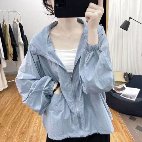 Summer Thin Hooded Loose Sun Protection Clothing for Women Korean Anti-UV Tops Sun Protection Cardigan Versatile Jacket for Women Summer