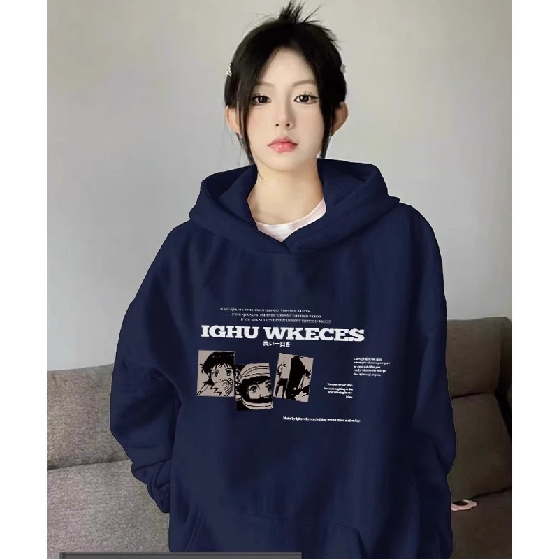 Versatile long-sleeved women's autumn and winter pure cotton Harajuku style Hong Kong flavor salt design small loose BF round neck top