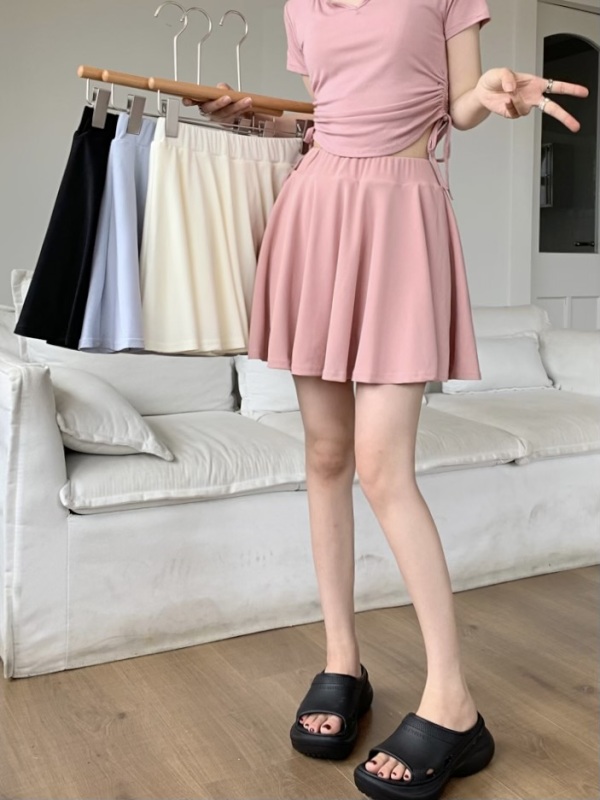 High-waisted, slimming, covering the crotch to prevent exposure, versatile A-line pleated skirt and culottes