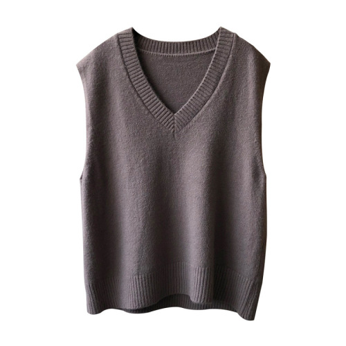 Real shot ~ V-neck pullover knitted vest for women 2024 new autumn Korean style soft and waxy loose layered vest for women