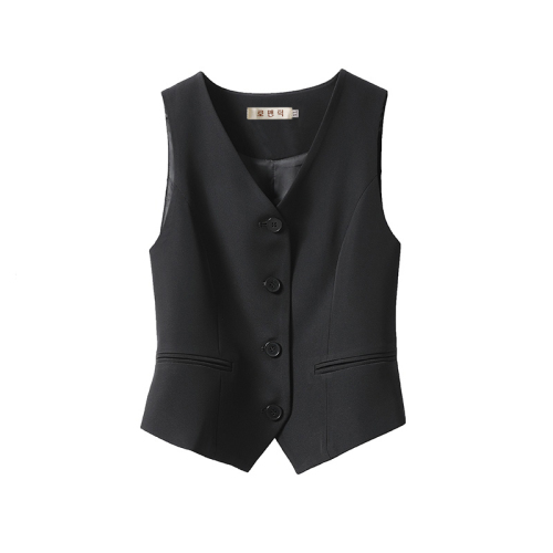 Suit Vest Women's Small Vest Spring and Autumn New Slim Fit Layered Women's Waistcoat Black Short Vest