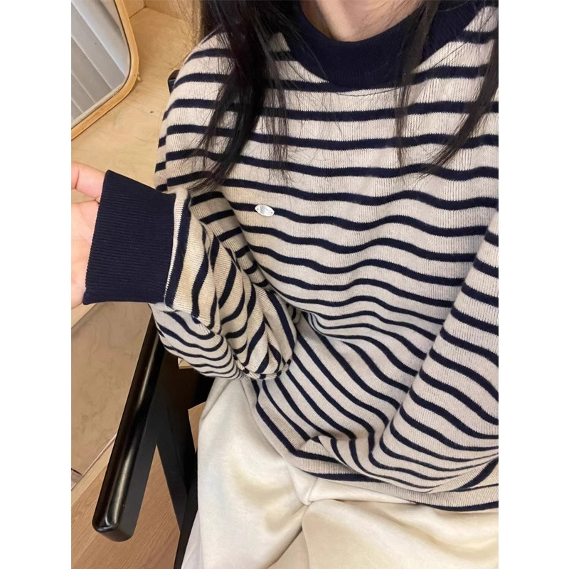 黑標華棉複合牛奶絲320克特大碼300斤復古條紋衛衣女