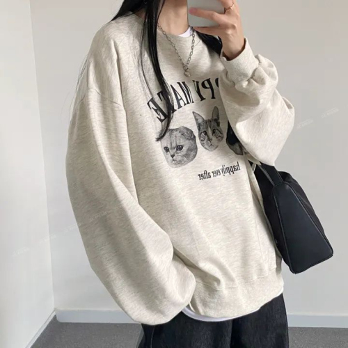 Harajuku BF thickened velvet pullover round neck sweatshirt for female students salt loose top autumn and winter coat lazy style