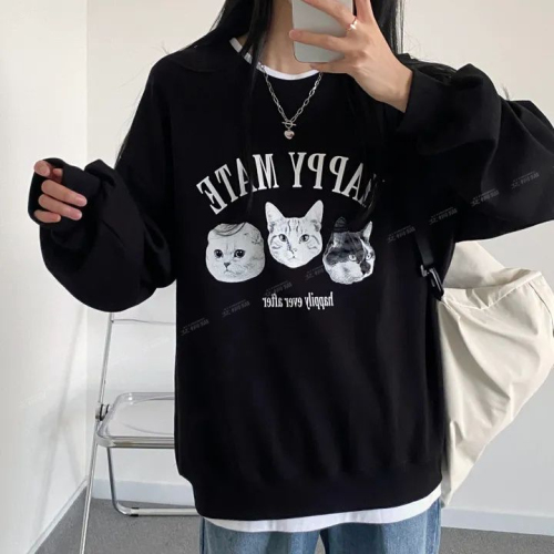 Harajuku BF thickened velvet pullover round neck sweatshirt for female students salt loose top autumn and winter coat lazy style