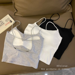 Camisole, beautiful back women's inner wear, outer wear all-in-one sleeveless top with breast pads for hot girls