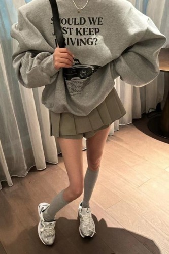 Official photo Chinese cotton composite thin 310g/plus velvet 410g autumn and winter sweatshirt for women with loose print