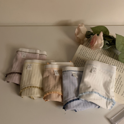 Pure cotton girls mid-waist breathable cute girls cotton antibacterial crotch briefs 5 pack