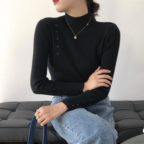 Half turtleneck bottoming sweater for autumn and winter outer wear sweater for women with long sleeves and slim sweater top