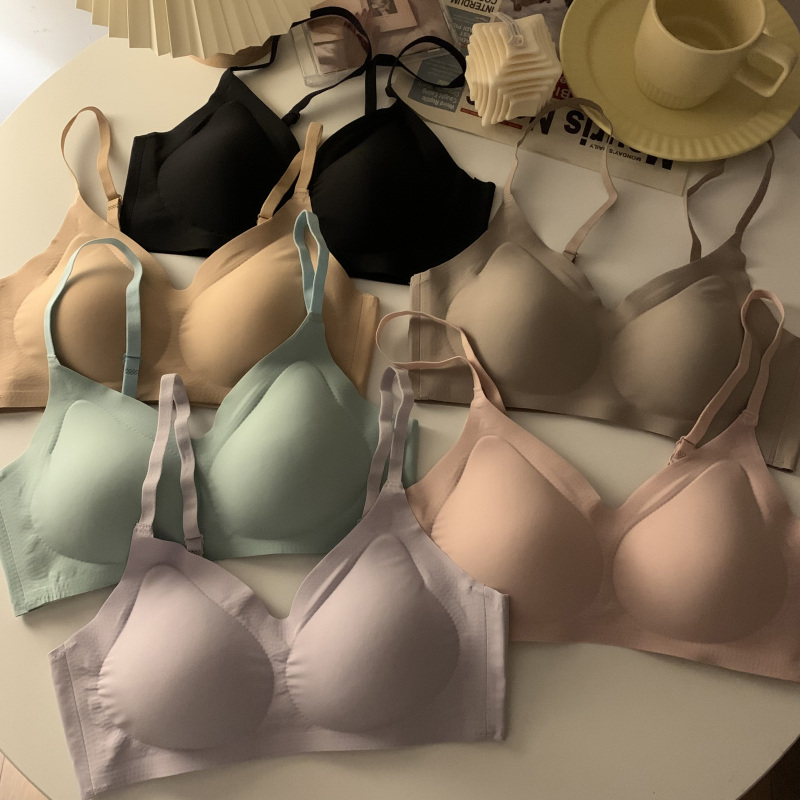 Autumn Korean style ice silk bra without wires, comfortable push-up bra, versatile student bra for women