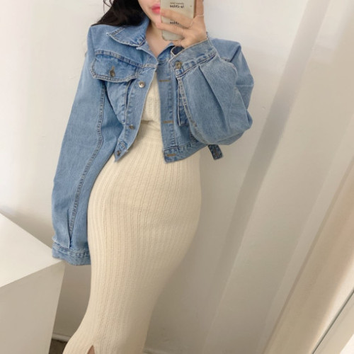 Hot Girl Workwear Style Loose Drop Shoulder Lapel Short Jacket for Women