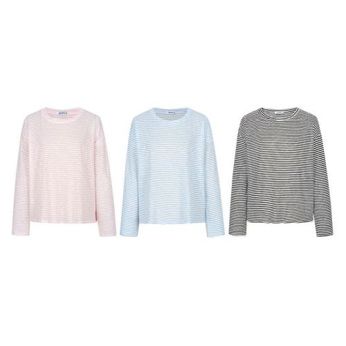 Ready stock - Thin long-sleeved T-shirt summer new fashion striped sun protection breathable loose air-conditioned shirt top