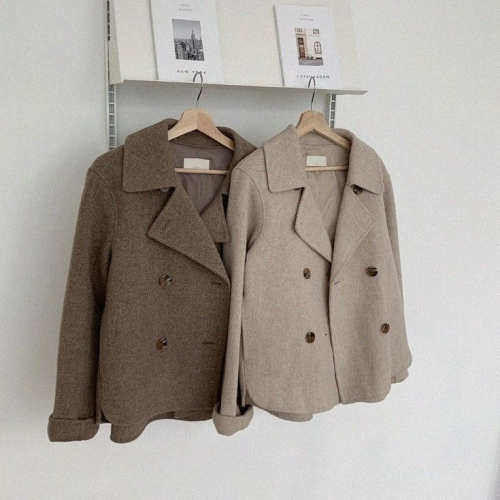 Autumn and winter woolen coat women's short 2024 autumn and winter new style loose temperament double-breasted camel coat