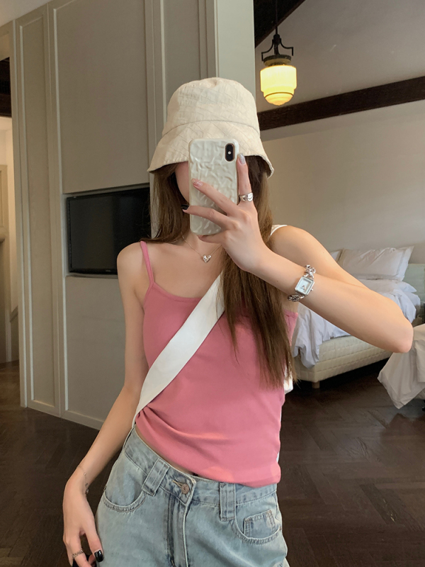 4-color camisole with breast pads for hot girls, versatile and slim-fitting, stretchy sleeveless top for inner wear and beautiful back