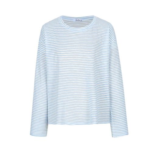 Ready stock - Thin long-sleeved T-shirt summer new fashion striped sun protection breathable loose air-conditioned shirt top