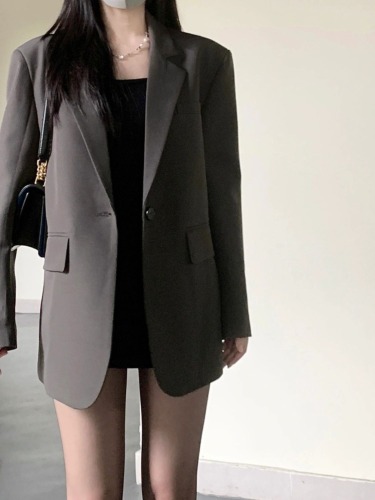 High-end temperament blazer women's spring new small loose slim casual suit top