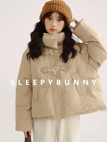 Sleepy Rabbit waffle detachable hood short down jacket for women winter three-proof thickened cotton jacket for little people