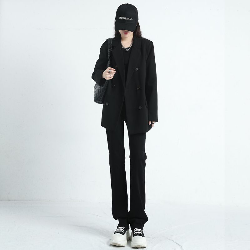 New autumn and winter plus velvet loose fashionable age-reducing jeans small straight cigarette pipe nine-point pants