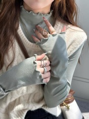 White bottoming shirt for women in autumn and winter new style half-high collar with thin earrings autumn high-end top