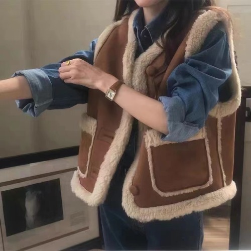 Winter women's coats, women's spring and autumn 2024 new women's wear, thickened and warm, lambswool small fragrant vest