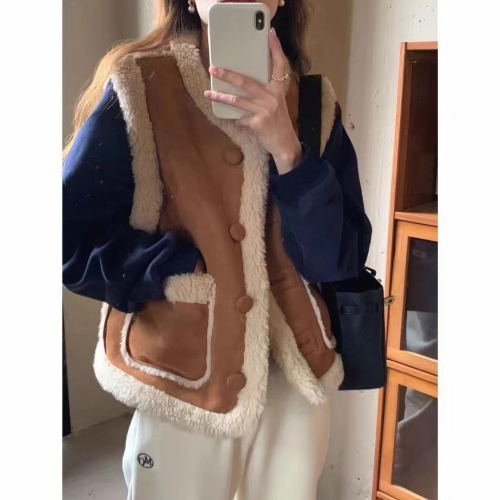 Winter women's coats, women's spring and autumn 2024 new women's wear, thickened and warm, lambswool small fragrant vest