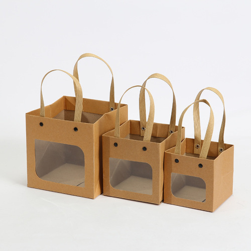 Simple gift bag ins internet celebrity baking bag cake square bottom kraft paper bag gift handbag wholesale