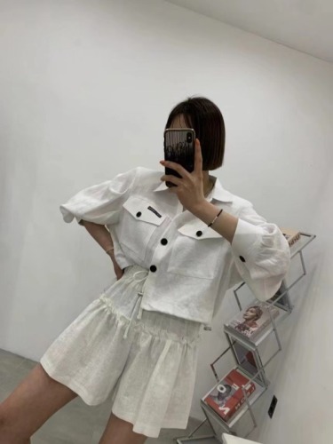 Korean new style casual simple versatile short shirt jacket for women