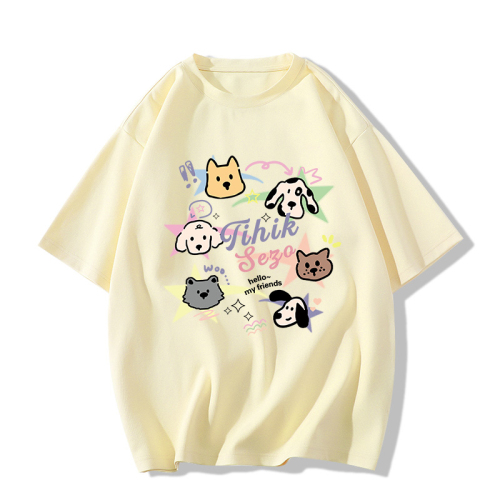 Tight 200g combed cotton back collar 100% cotton loose printed short sleeve t-shirt