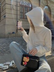 Autumn and winter fleece hooded sweatshirt coat Korean style long-sleeved cardigan