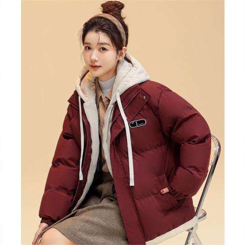 Cotton clothing winter down cotton fake two-piece thickened hooded loose style top warm bread cotton-padded jacket