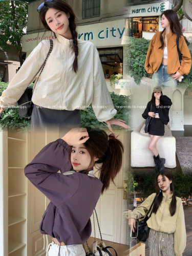 Korean style loose stand collar jacket women's short jacket jacket top casual