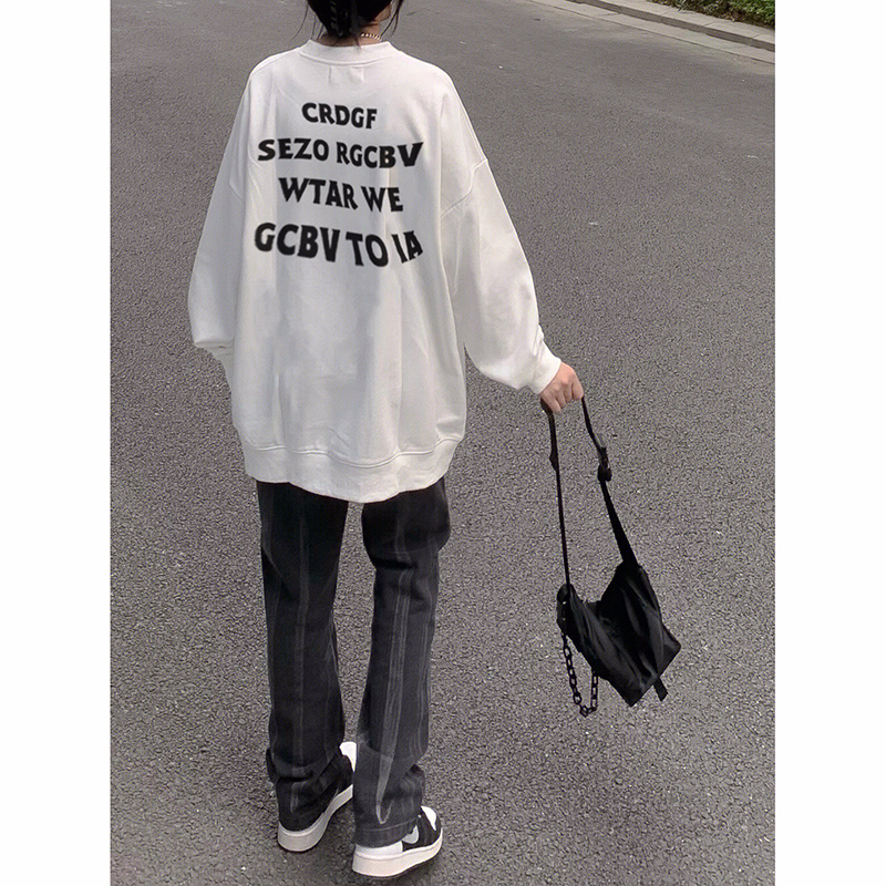 Women's autumn thin sweatshirt, large size, back collar, shoulder line M-XXXL