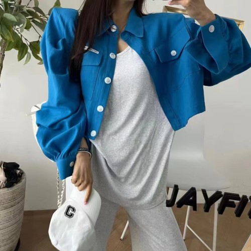 Korean new style casual simple versatile short shirt jacket for women