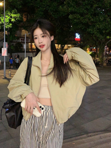 Korean style loose stand collar jacket women's short jacket jacket top casual