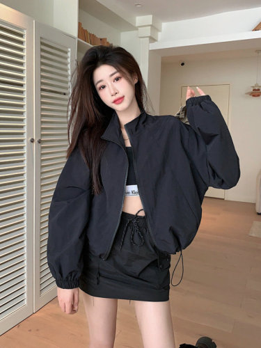 Korean style loose stand collar jacket women's short jacket jacket top casual