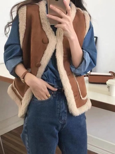 Winter women's coats, women's spring and autumn 2024 new women's wear, thickened and warm, lambswool small fragrant vest