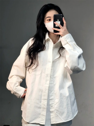 Official picture white shirt top women's coat autumn inner design niche French sun protection shirt shirt