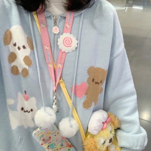 Kitten can't get enough original milk blue cute little animal sweater coat autumn and winter cardigan top knitted cardigan