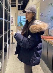 Internet picture #Navy blue pie jacket women's 2024 winter Korean version thickened workwear large fur collar cotton jacket trend