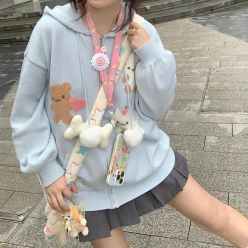 Kitten can't get enough original milk blue cute little animal sweater coat autumn and winter cardigan top knitted cardigan