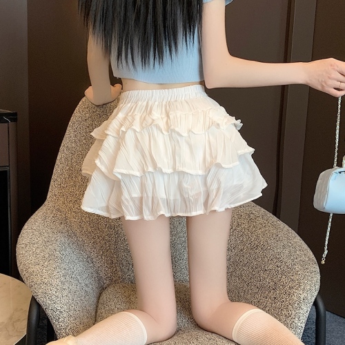 Gentle style white skirt for women spring and summer short ballet style cake skirt A-line fluffy mini skirt