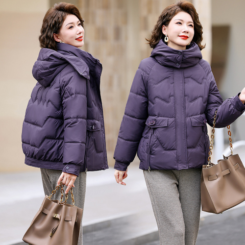 Real shot of down cotton coat for women plus size 2024 new winter Korean version loose thickened hooded bread coat cotton coat