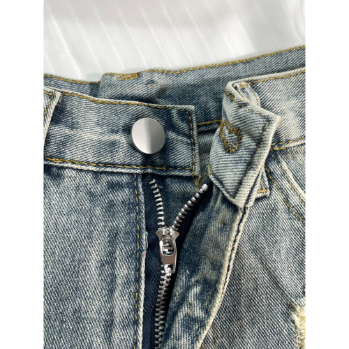 Retro raw edge high waist denim shorts for women summer thin tight slimming little a line hot pants super short hot pants