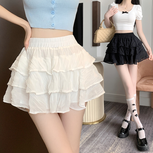 Gentle style white skirt for women spring and summer short ballet style cake skirt A-line fluffy mini skirt