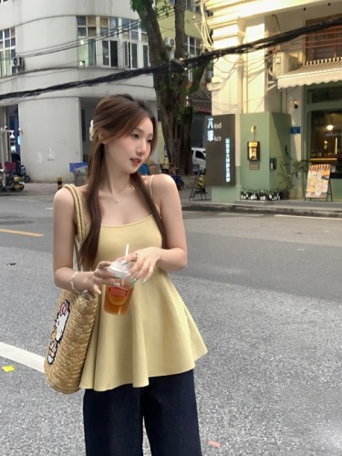 Sweet and spicy style solid color sleeveless camisole women's summer new design versatile slimming Korean chic top