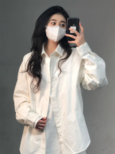 Official picture white shirt top women's coat autumn inner design niche French sun protection shirt shirt