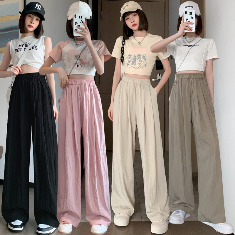 Ice silk wide-leg pants for women in summer high-waisted casual Japanese style lazy style Yamamoto pants cotton and linen casual pants